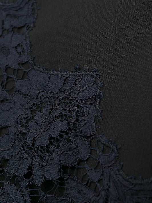 Valentino Garavani Lace Sleeve Dress 44 Black,Navy