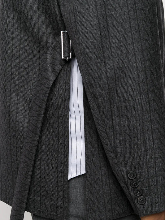 Valentino Garavani Vltn Print Single-Breasted Blazer 46" Waist Gray,Gray