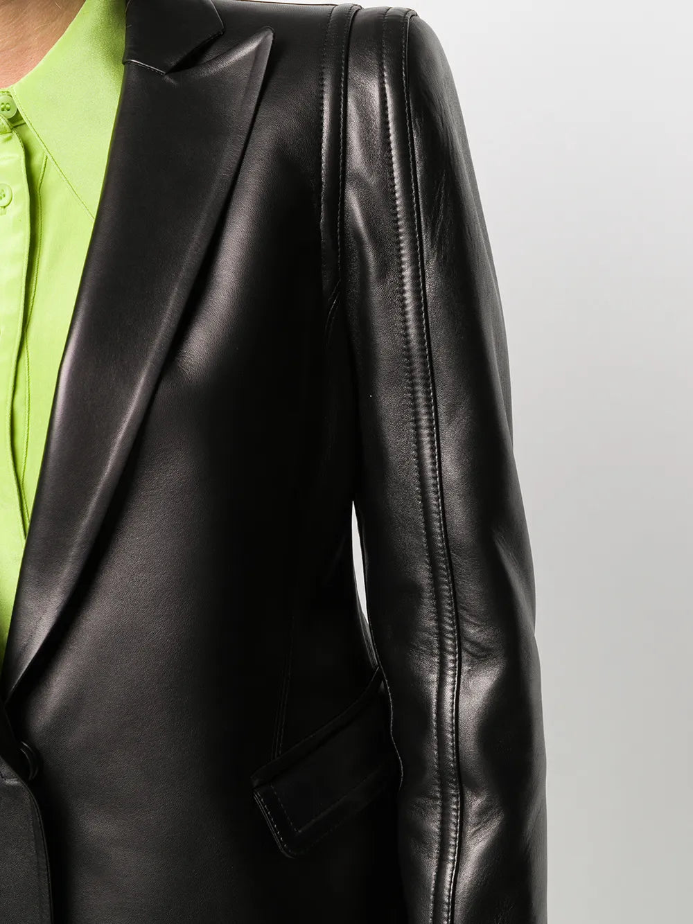 Valentino Garavani Single-Breasted Leather Blazer 40" Waist Black