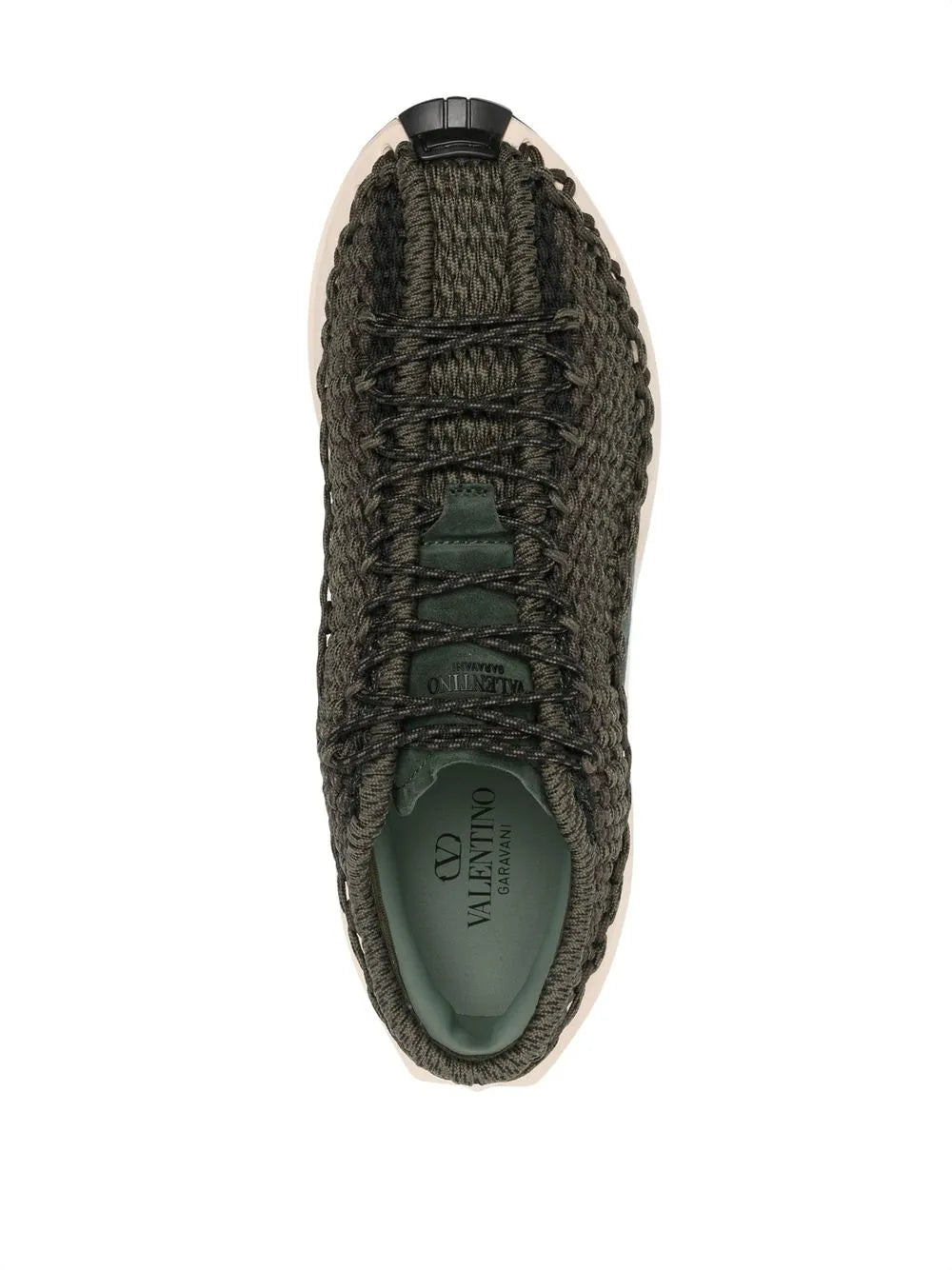 Valentino Garavani Crochet-Design Lace-Up Sneakers