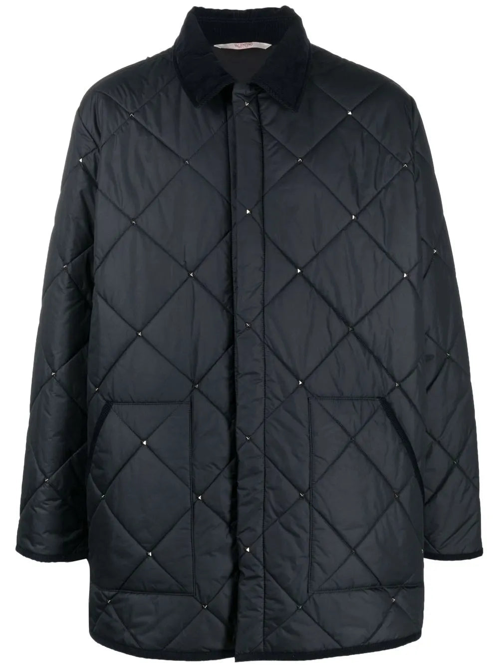 Valentino Garavani Rockstud Diamond-Quilted Short Coat