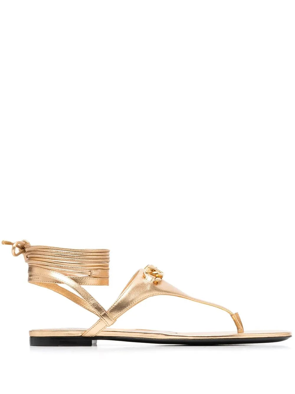 Valentino Garavani Vlogo Leather Sandals 39 Gold