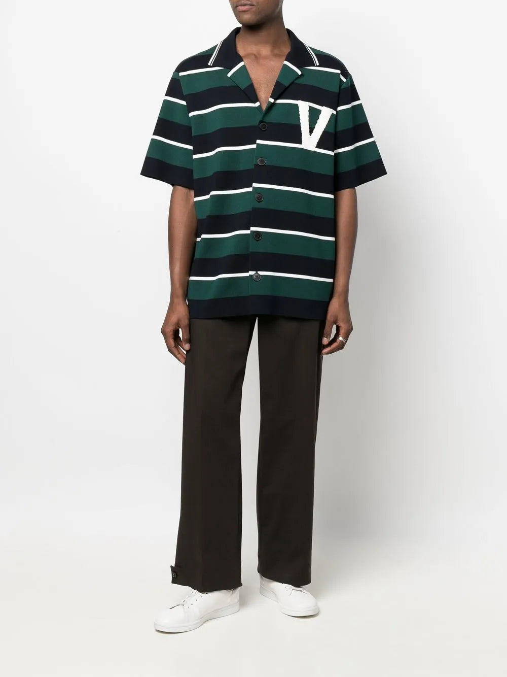 Valentino Garavani Striped Button-Up Sweatshirt