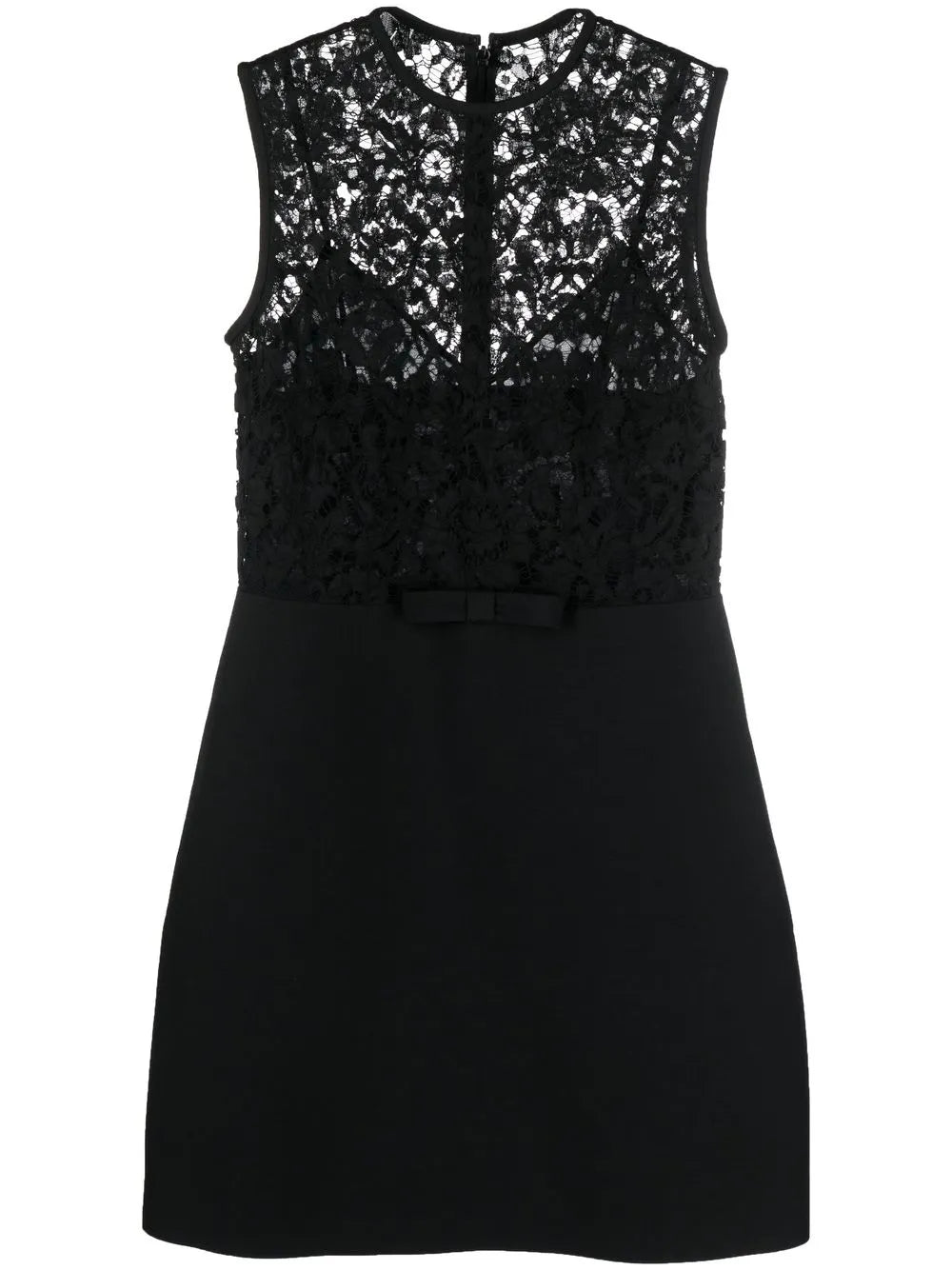 Valentino Garavani Floral-Lace A-Line Mini Dress 40 Black