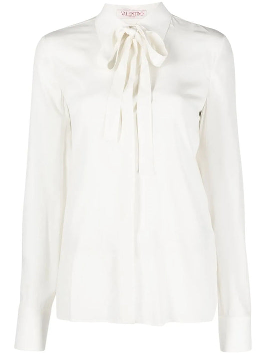 Valentino Garavani Pussy-Bow Blouse 40 Ivory