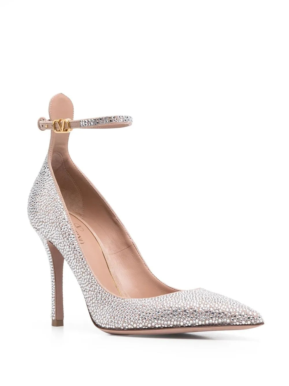 Valentino 105Mm Rhinestone-Embellished Heels 37.5 Silver