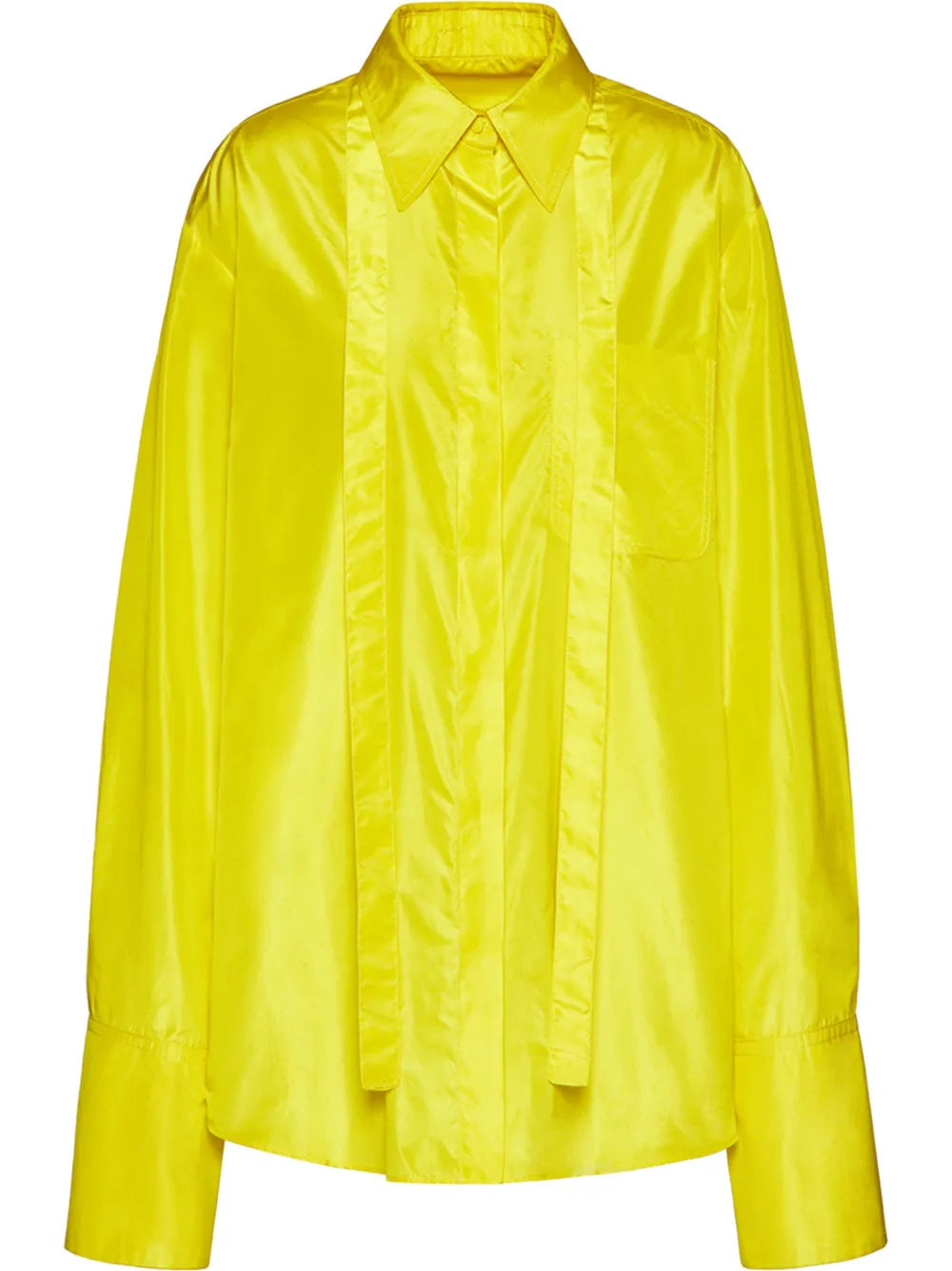 Valentino Long-Sleeve Silk Shirt 40 Yellow