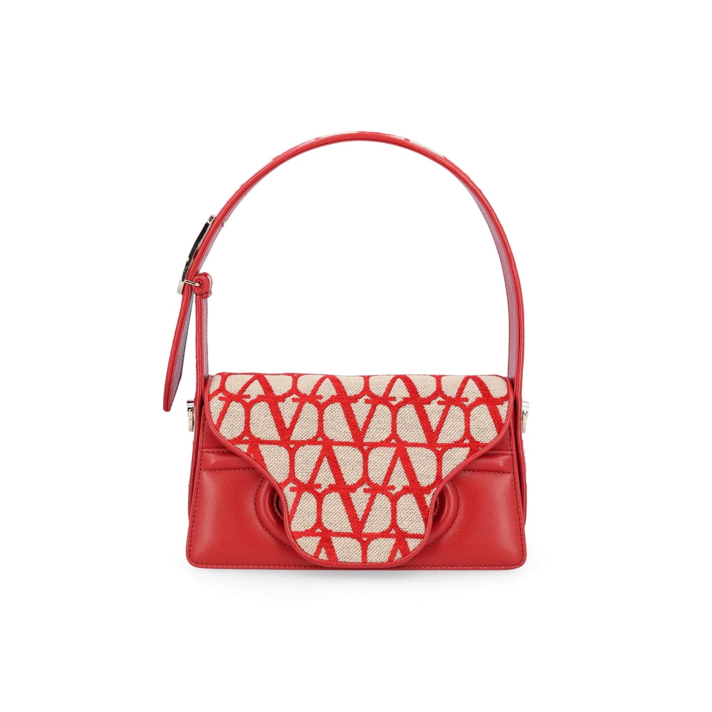 Valentino Garavani Le Grand Deuxième Logo Plaque Shoulder Bag ONE SIZE Beige,Red