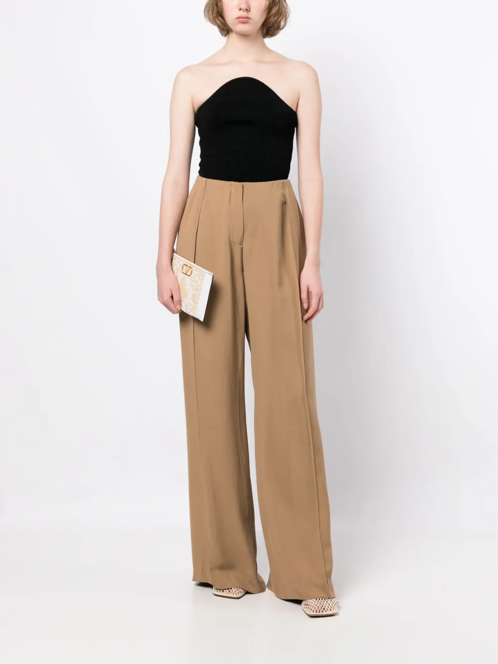 Valentino Garavani Valentino Vlogo Signature Medium Leather-Trim Pouch