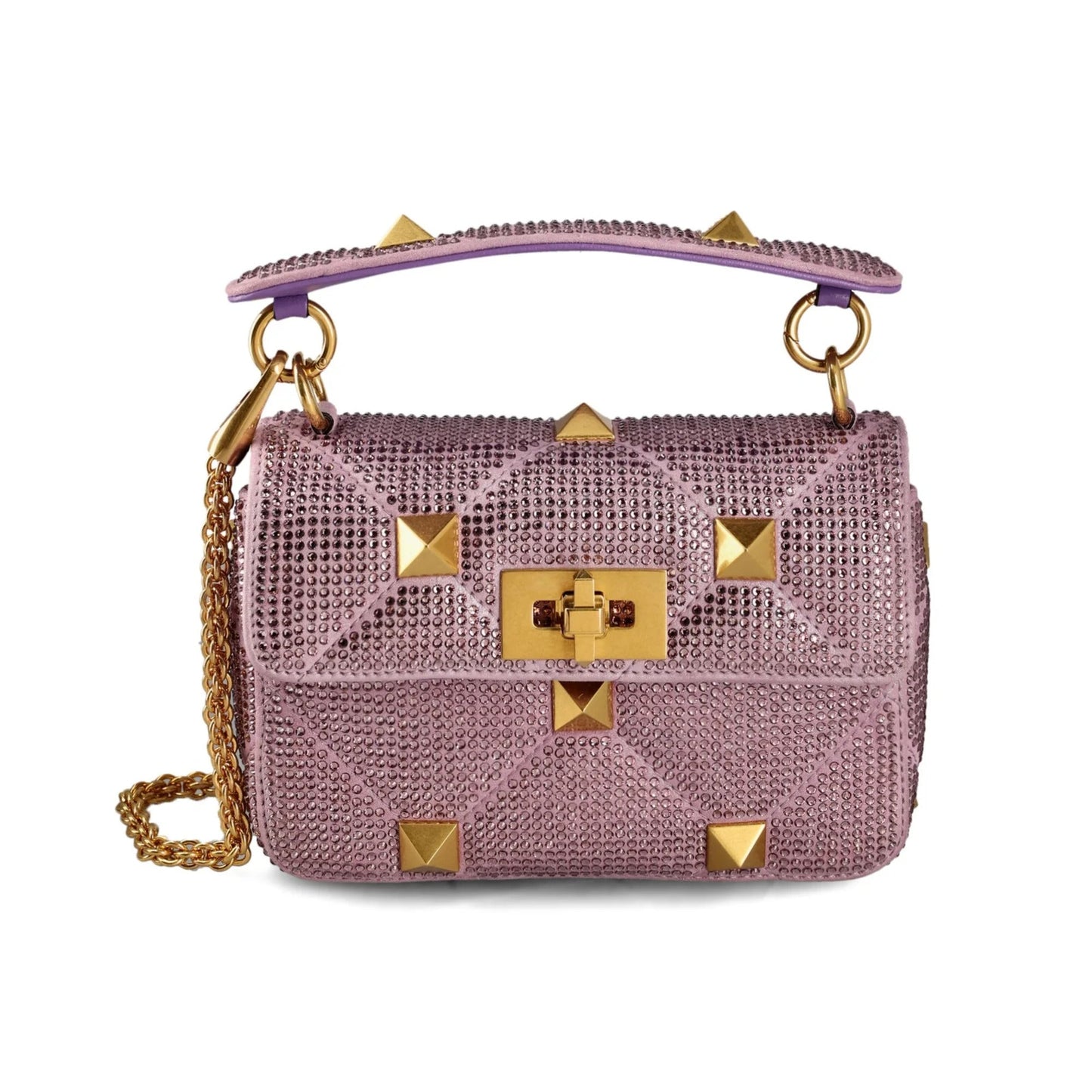 Valentino Garavani Roman Stud Chain-Linked Medium Shoulder Bag ONE SIZE Purple