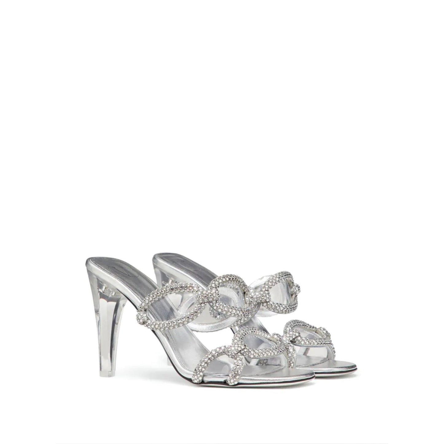 Valentino Garavani All-Over Rhinestone Crystal Sandals in Satin