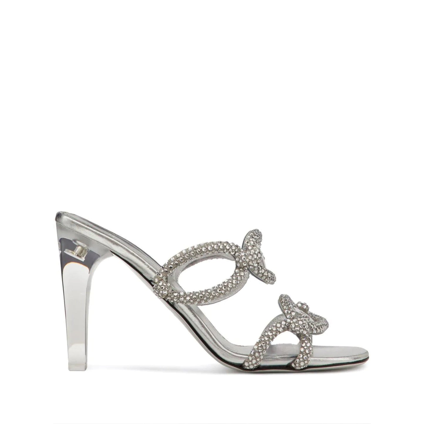 Valentino Garavani All-Over Rhinestone Crystal Sandals in Satin 39 Silver