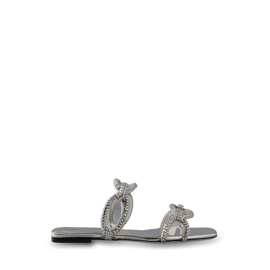 Valentino Garavani Chain Embellished Slip-On Sandals 38 Silver