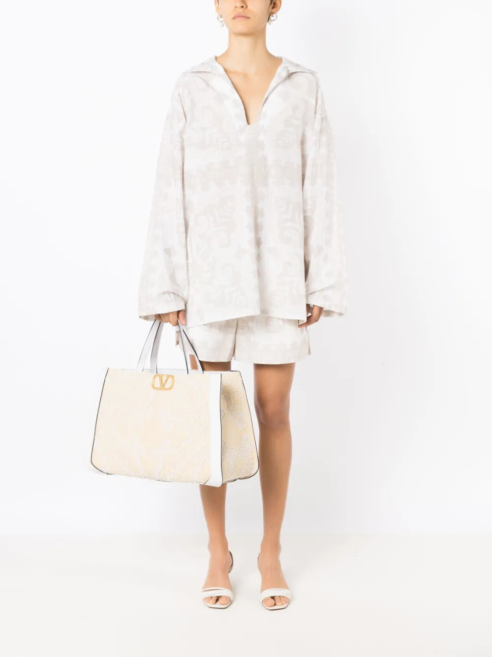 Valentino Garavani Geometric-Print Silk-Cotton Shirt