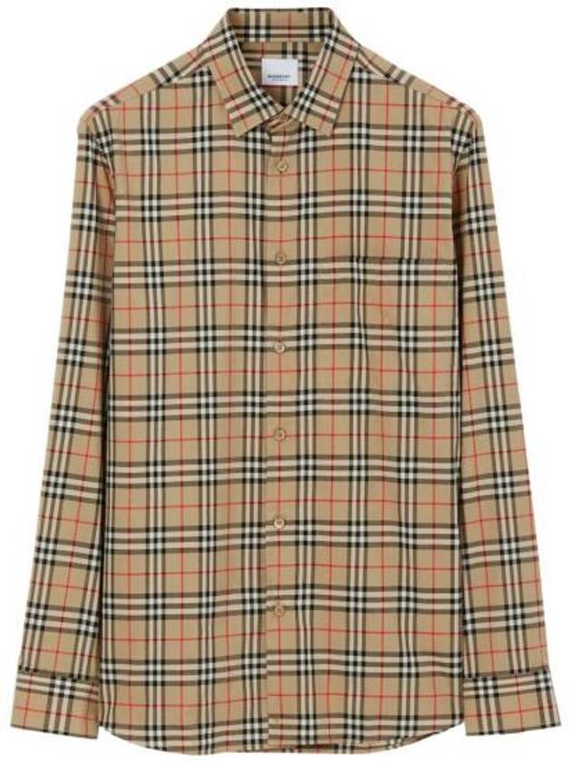 Burberry Vintage Check Pattern Long Sleeve Shirt Beige
