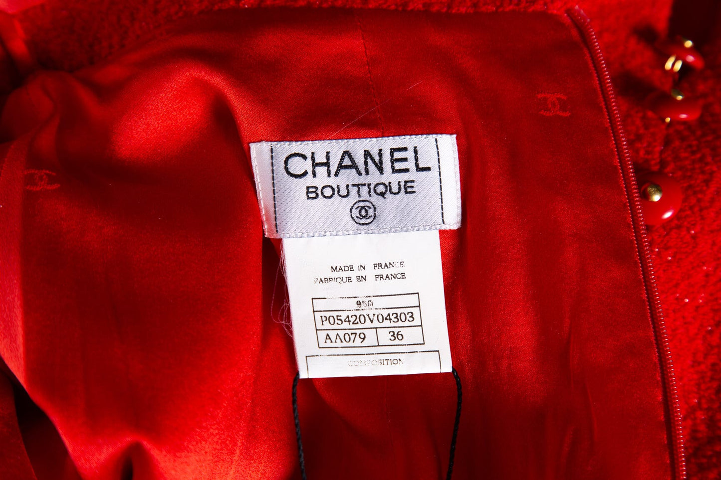 Chanel Vintage 1995 Red Tweed Skirt SZ 36