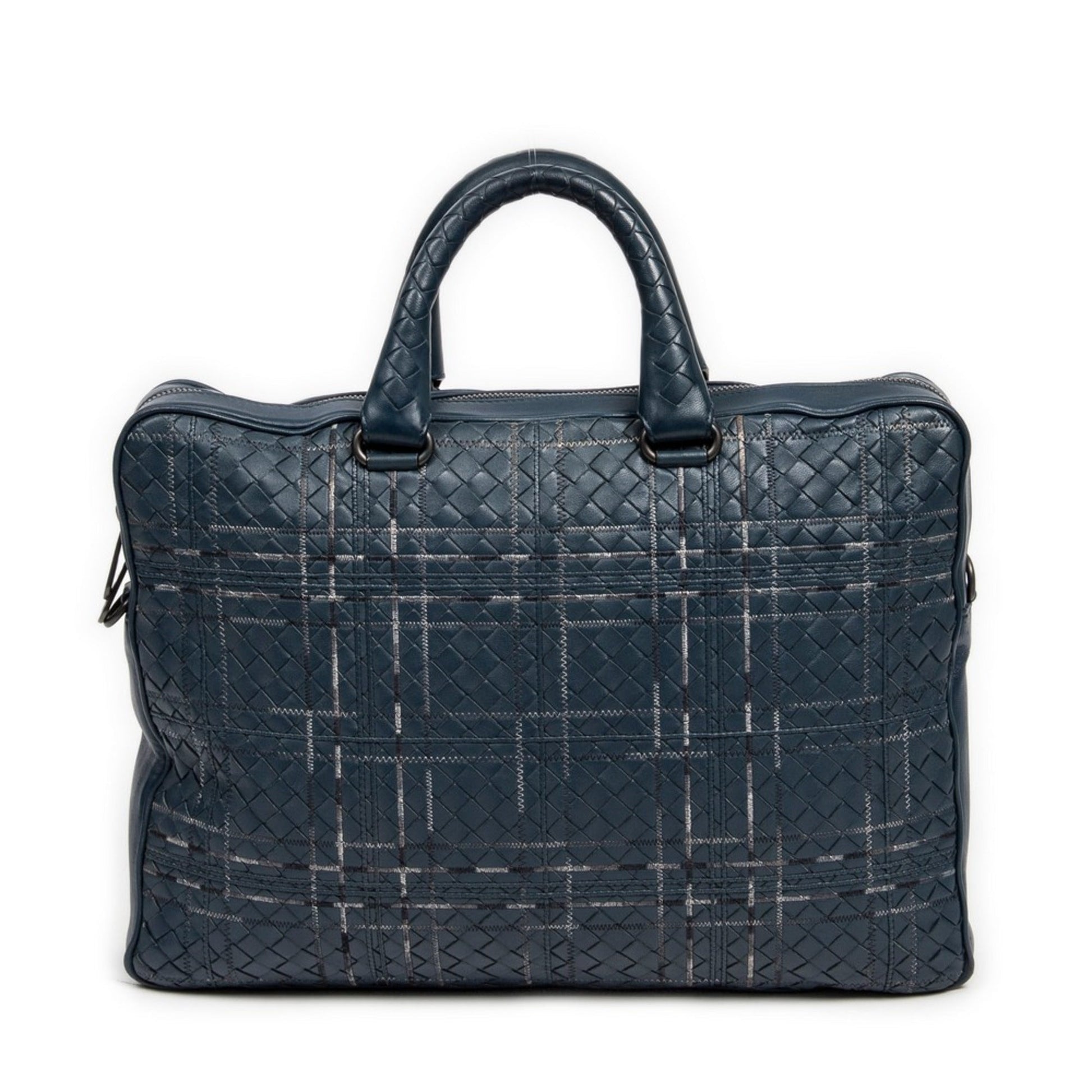 Bottega Veneta Atlas Intrecciato Leather Briefcase ONE SIZE Blue