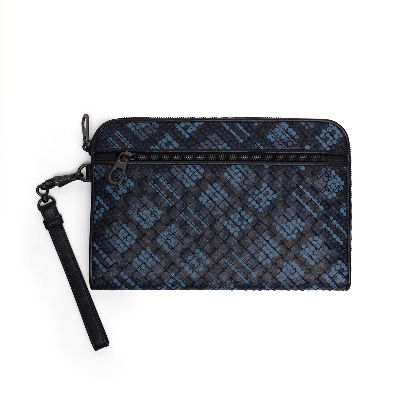 Bottega Veneta Intrecciato Polka Dot Document Case Wristlet ONE SIZE Black,Blue