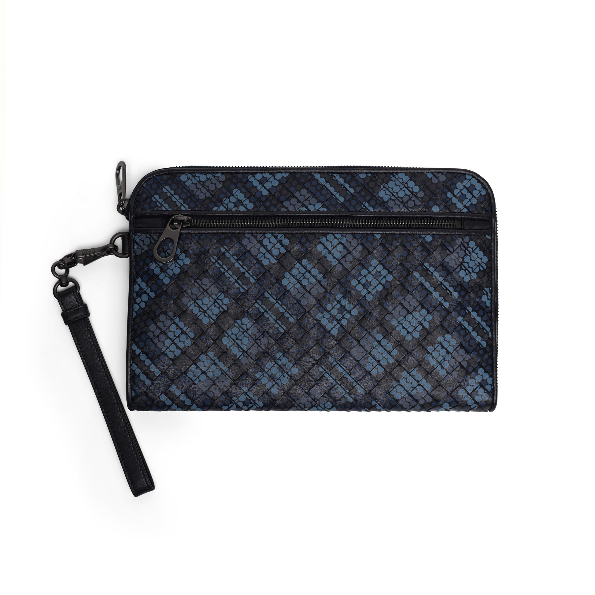 Bottega Veneta Intrecciato Polka Dot Document Case Wristlet ONE SIZE Black,Blue