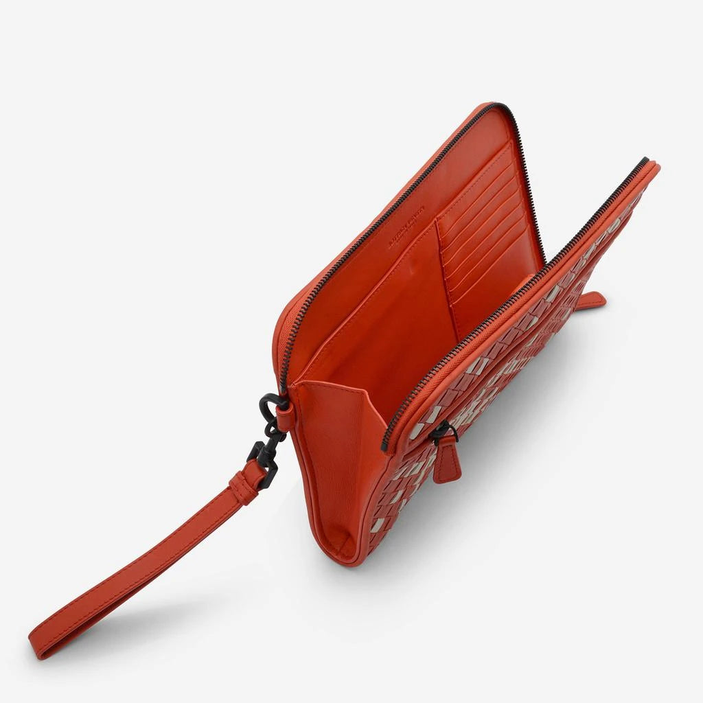 Bottega Veneta Two Tone Leather Document Case Wristlet