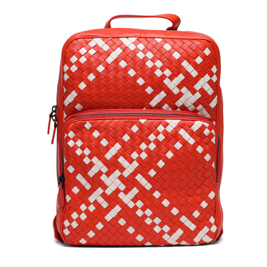 Bottega Veneta Intrecciato Woven Backpack ONE SIZE Red