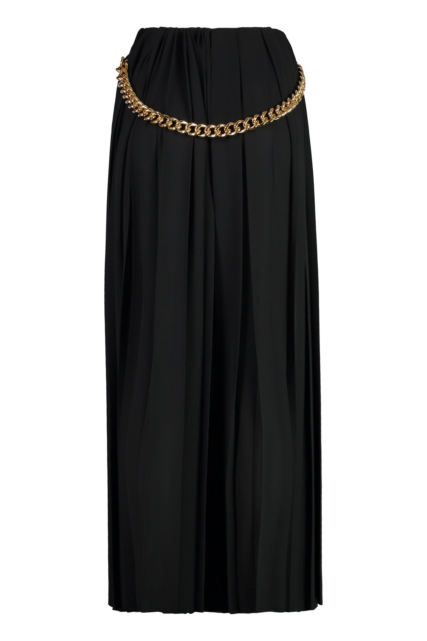 BALENCIAGA High-Waisted Pleated Skirt with Chain Detail - Ankle Length