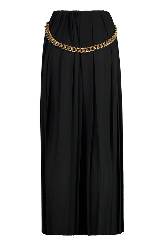 BALENCIAGA High-Waisted Pleated Skirt with Chain Detail - Ankle Length