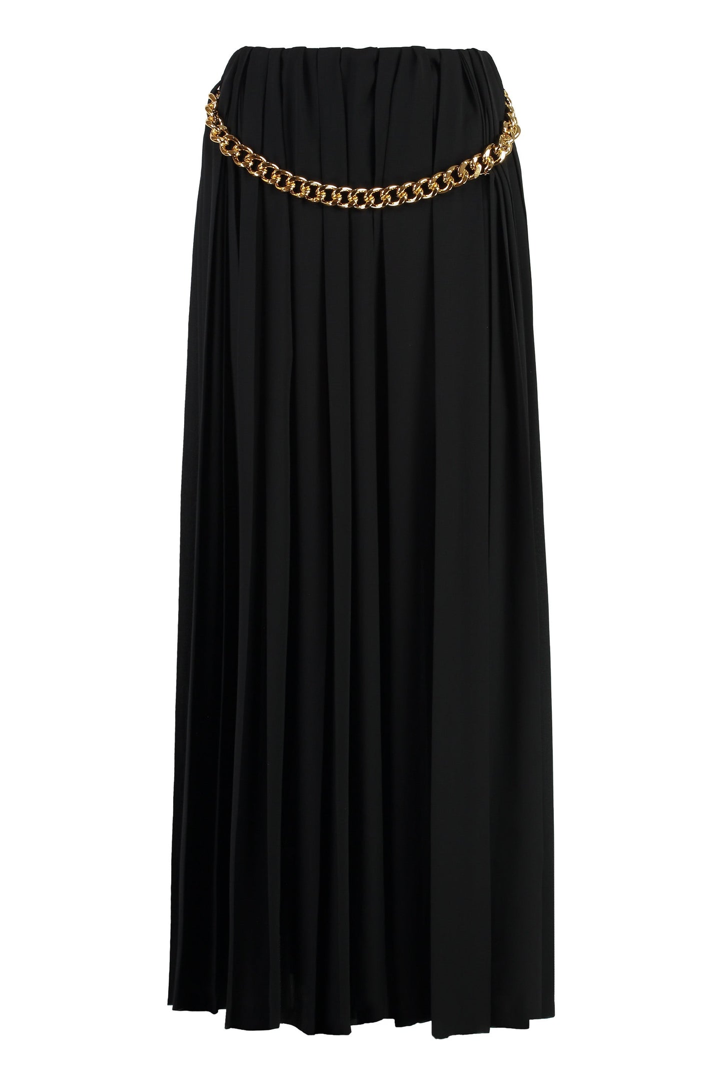 BALENCIAGA High-Waisted Pleated Skirt with Chain Detail - Ankle Length