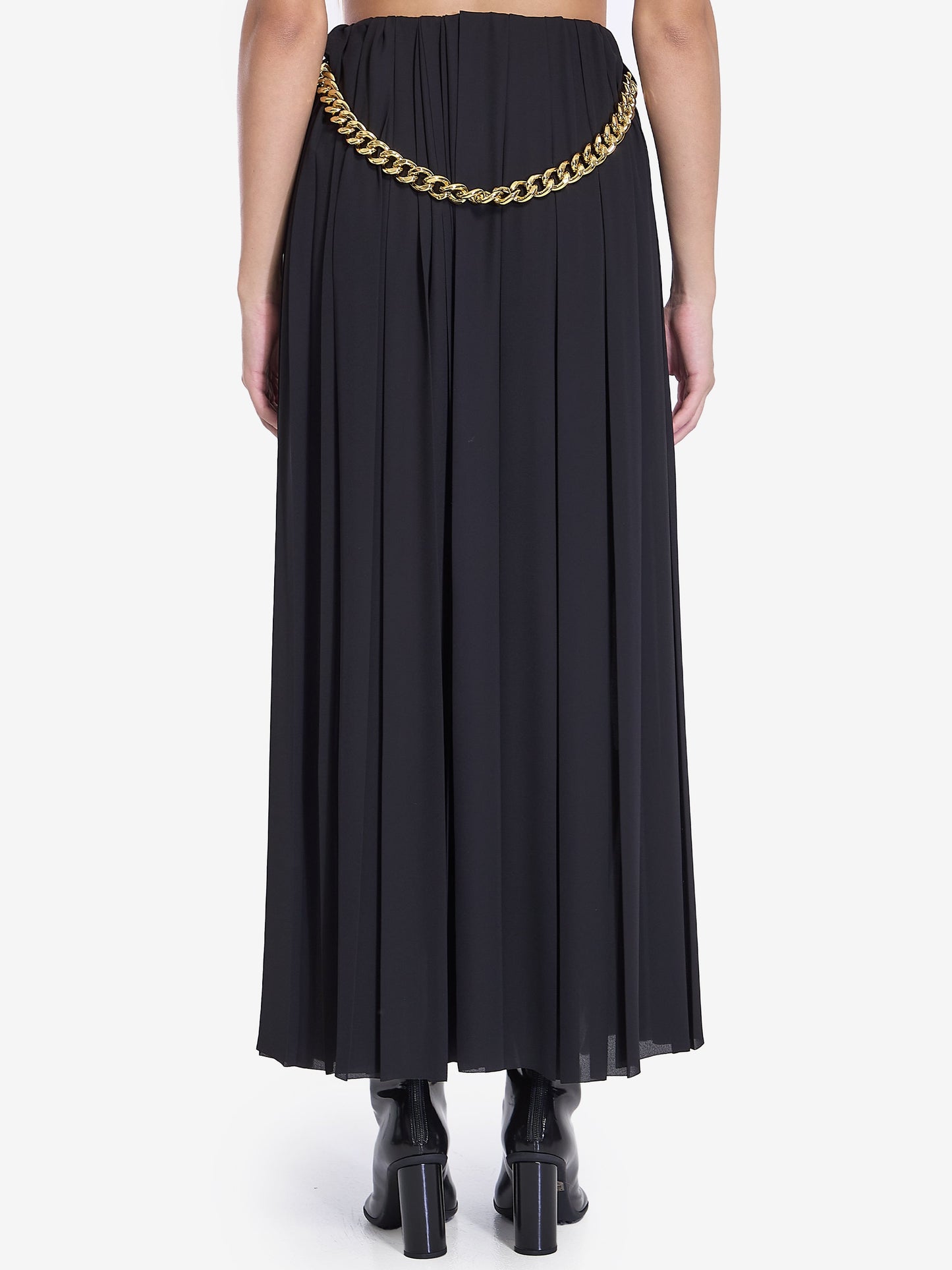 BALENCIAGA High-Waisted Pleated Skirt with Chain Detail - Ankle Length