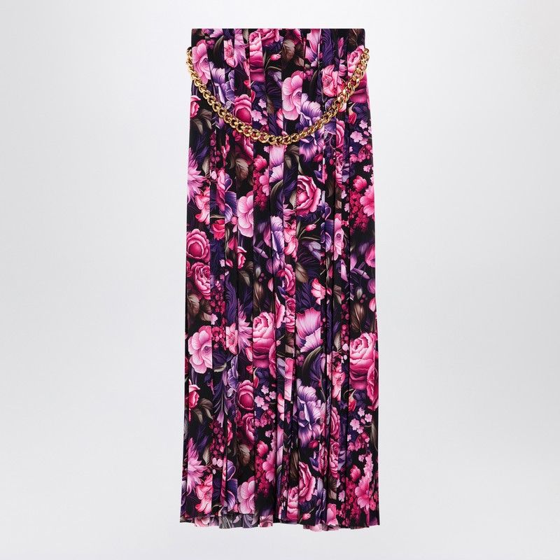 BALENCIAGA Long Pleated Floral Skirt