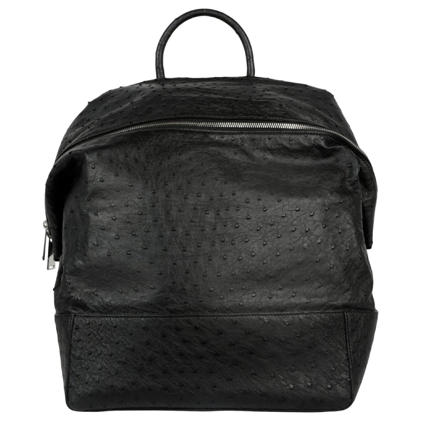 Bottega Veneta Ostrich Leather Outlet Backpack ONE SIZE Black