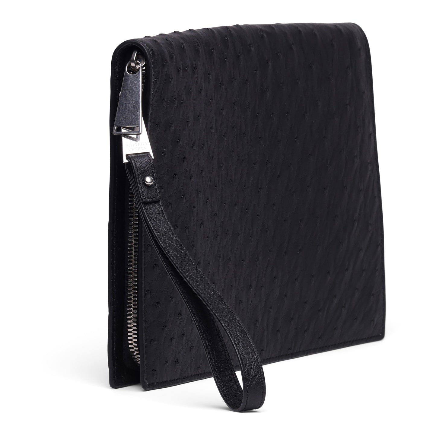 Bottega Veneta Ostrich Leather Document Case Wristlet