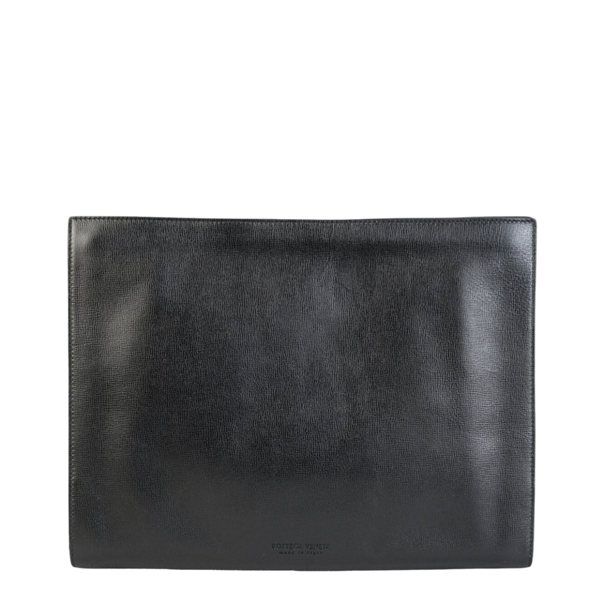 Bottega Veneta Leather Document Case Wristlet ONE SIZE Black