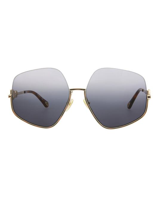 Chloe Square-Frame Metal Sunglasses