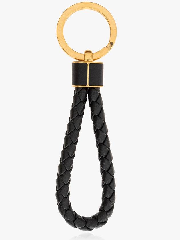 Bottega Veneta Intrecciato Lambskin Key Holder Black