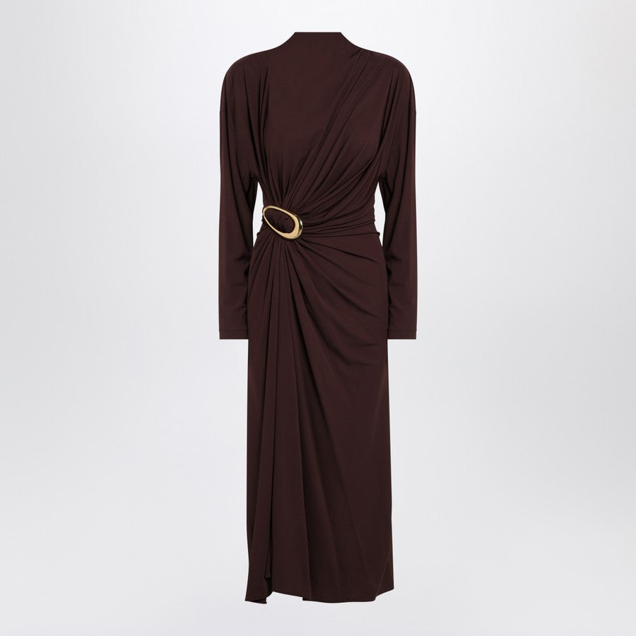 Bottega Veneta Women Mid-Length Brown Dress In Viscose Jersey