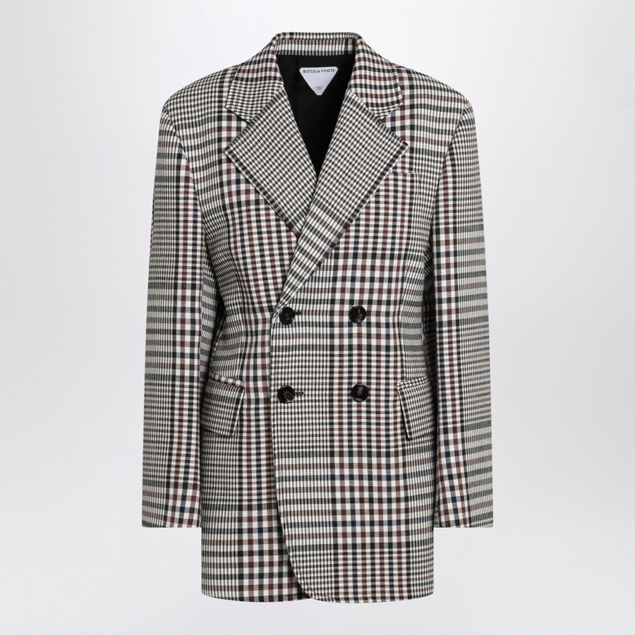 Bottega Veneta Women Double-Breasted Checkered Jacket In Structured Cotton