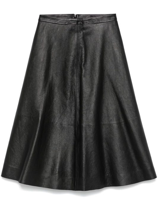 BALENCIAGA Flared Leather Skirt - High Waist Design