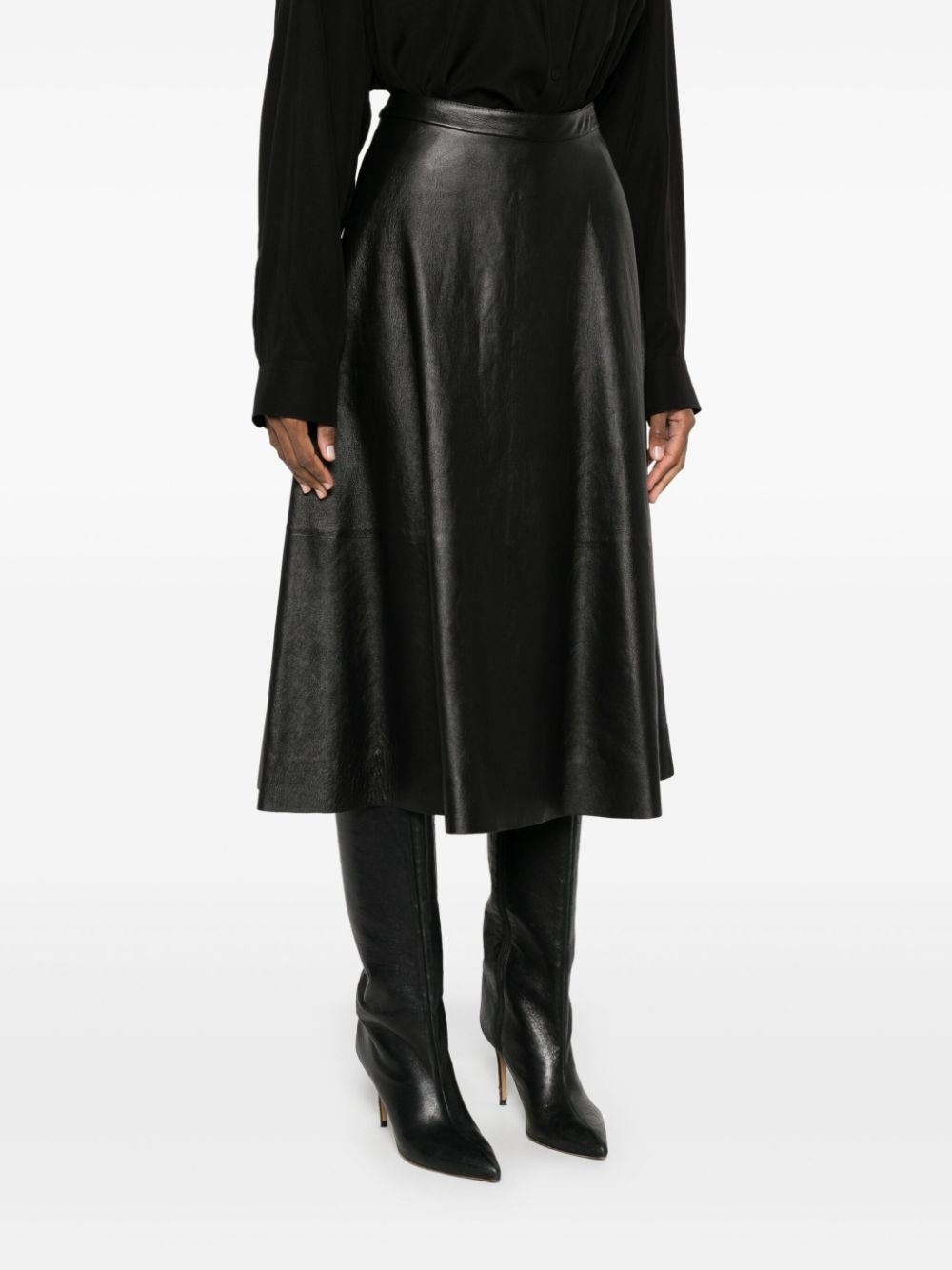 BALENCIAGA Flared Leather Skirt - High Waist Design