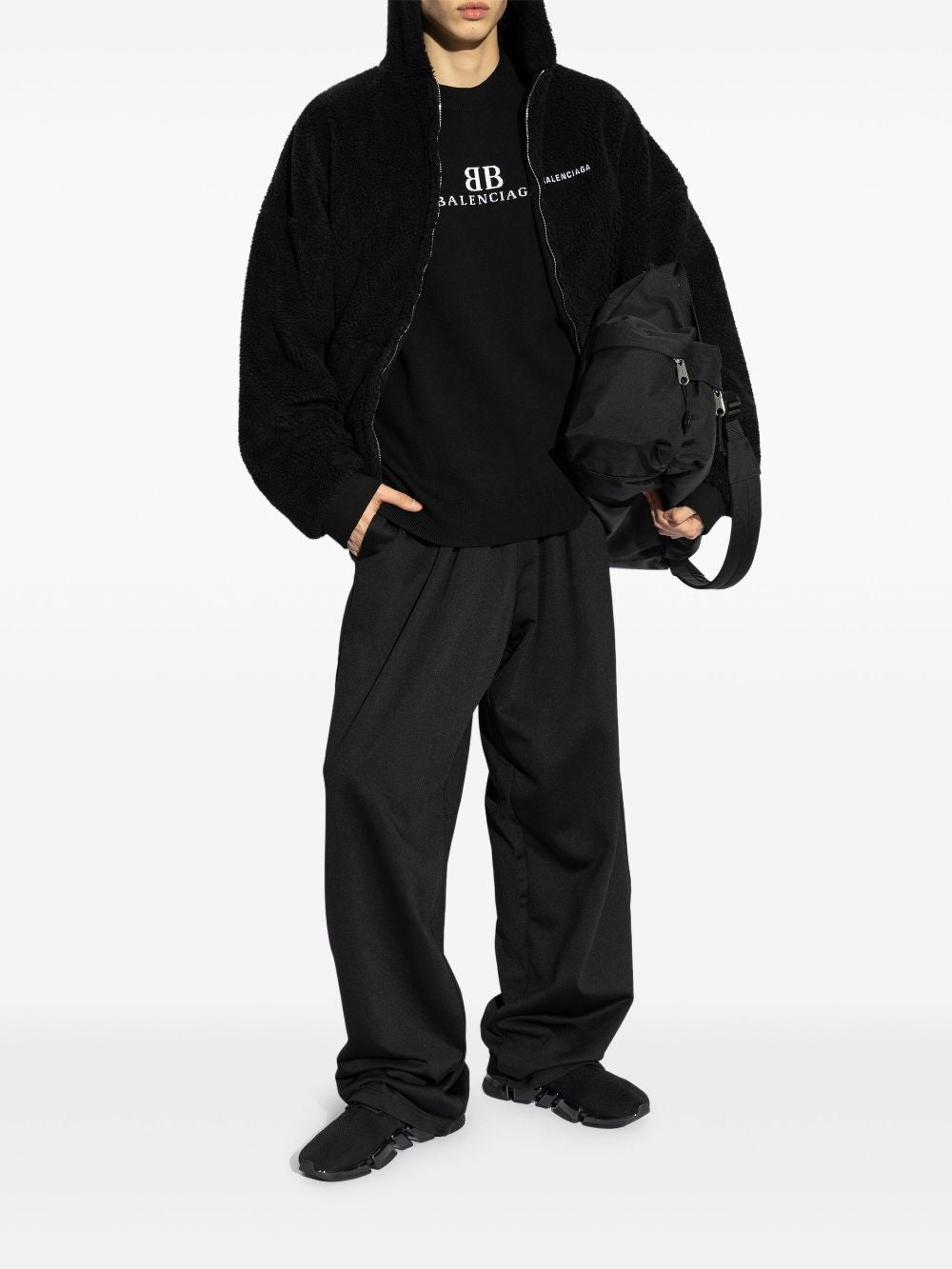 BALENCIAGA Oversized Wool Blend Crewneck Sweater