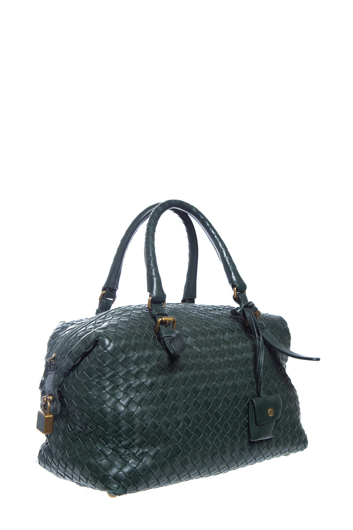 Bottega Veneta Green Woven Top Handle Handbag