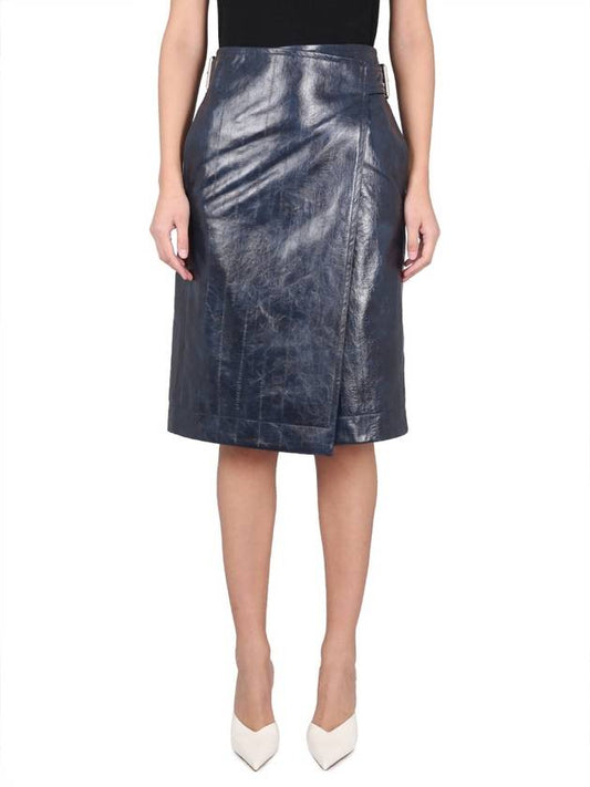 Bottega Veneta 23 ss Leather Midi Skirt 743739V2QS04217 B0040300445