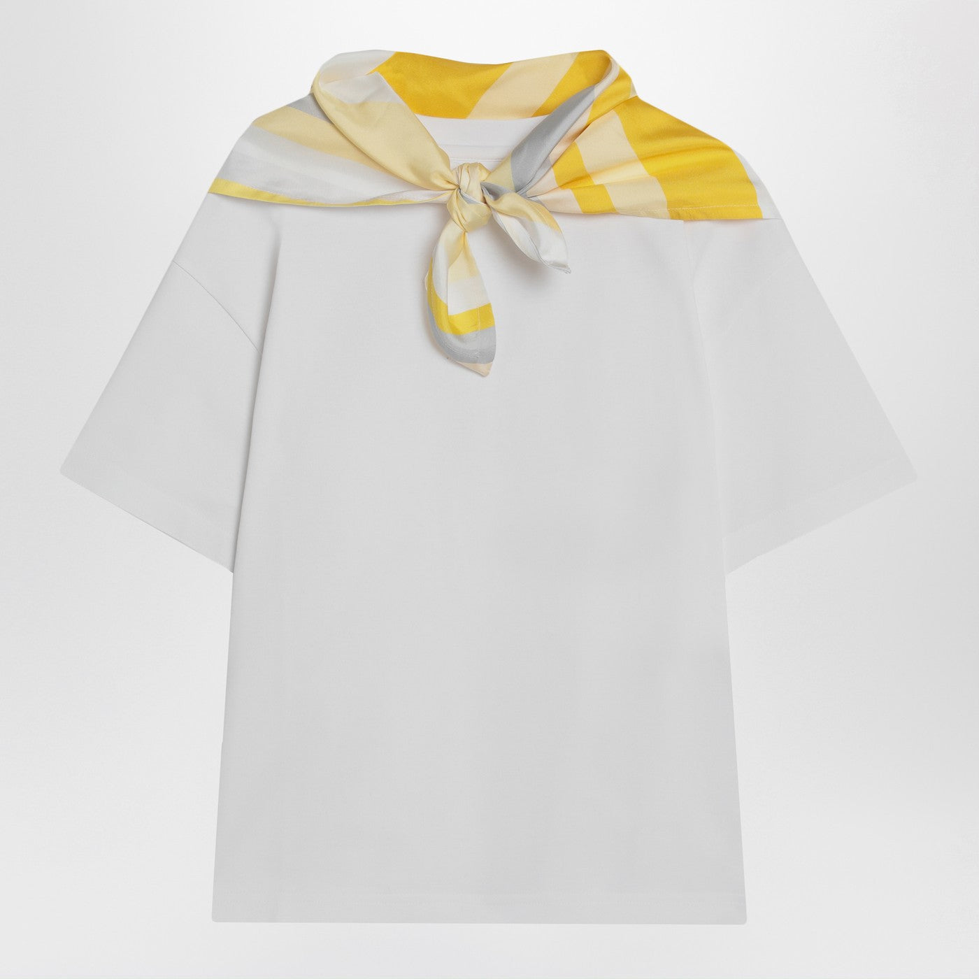 Bottega Veneta Women White T-Shirt With Silk Scarf