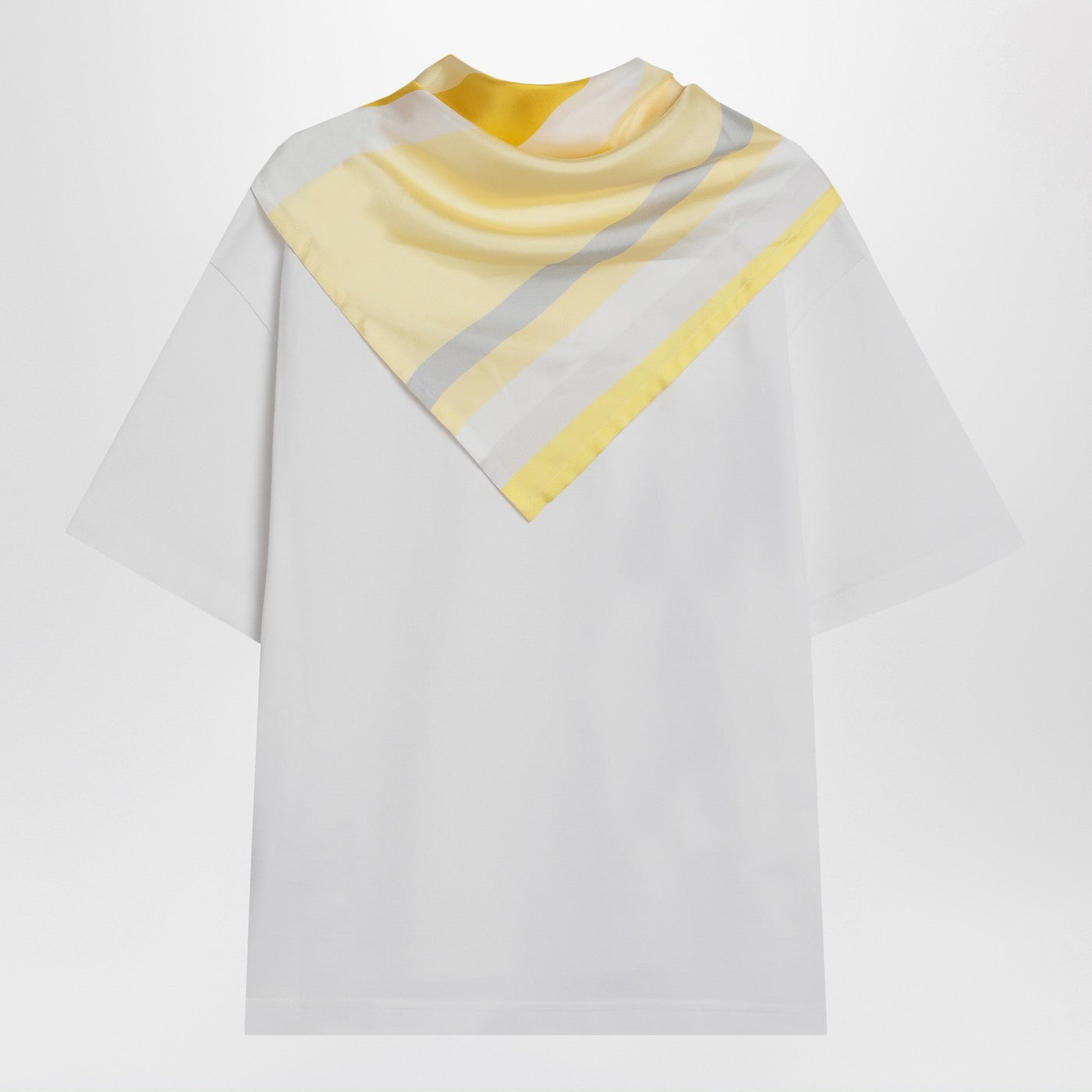Bottega Veneta Women White T-Shirt With Silk Scarf