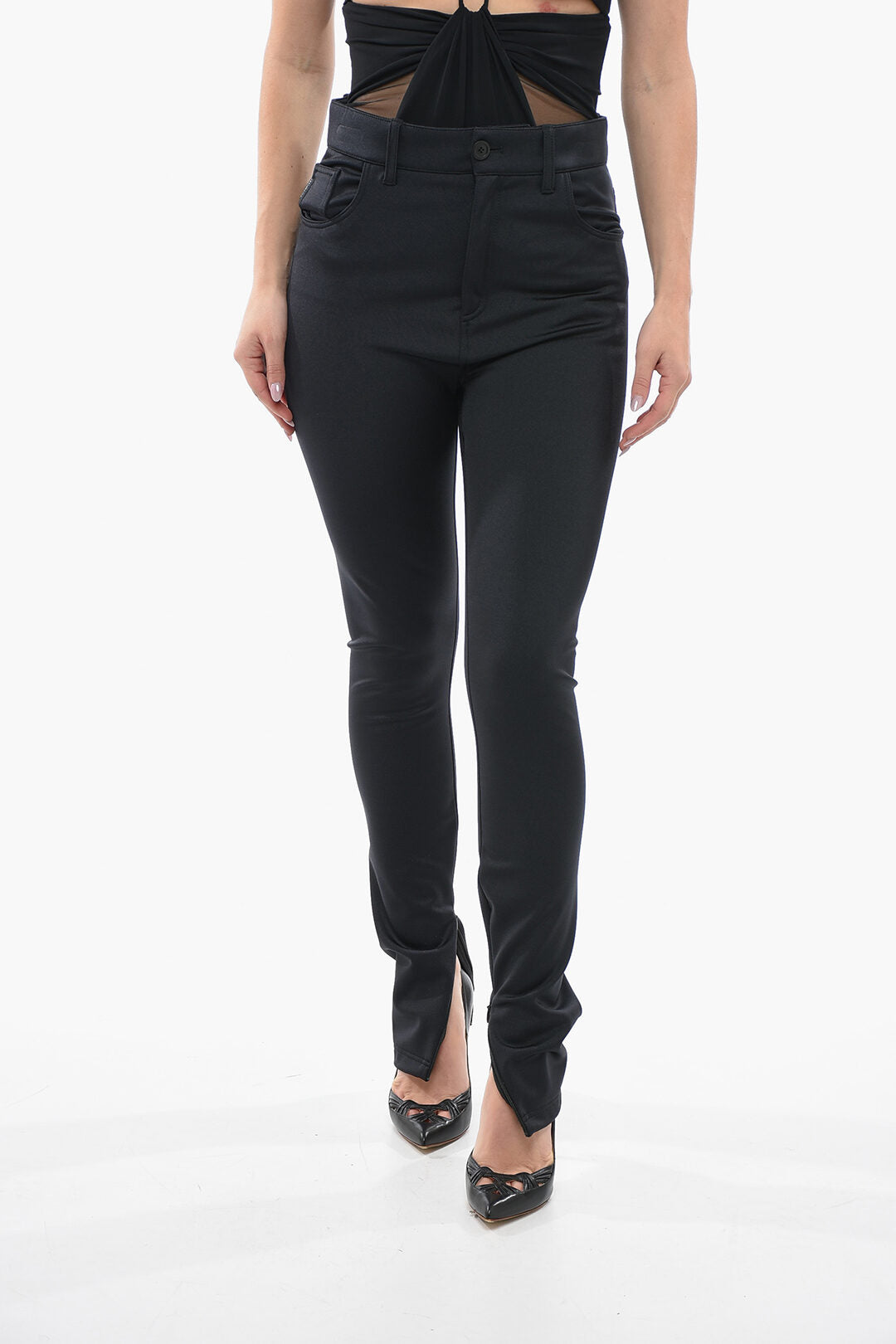 Balenciaga Ankle Zip 5 Pockets Stretch Leggings Pants