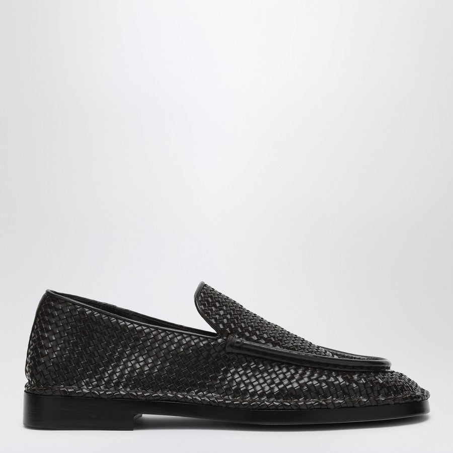 Bottega Veneta Men Daddy Moccasins In Dark Chocolate Color Made Of Woven Leather