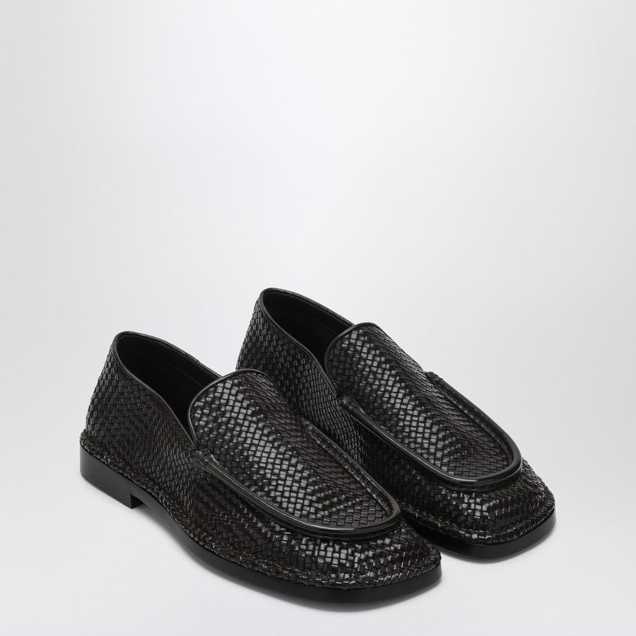 Bottega Veneta Men Daddy Moccasins In Dark Chocolate Color Made Of Woven Leather