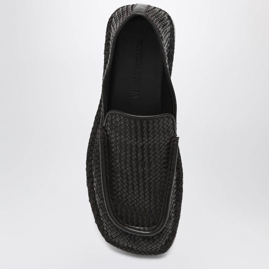 Bottega Veneta Men Daddy Moccasins In Dark Chocolate Color Made Of Woven Leather