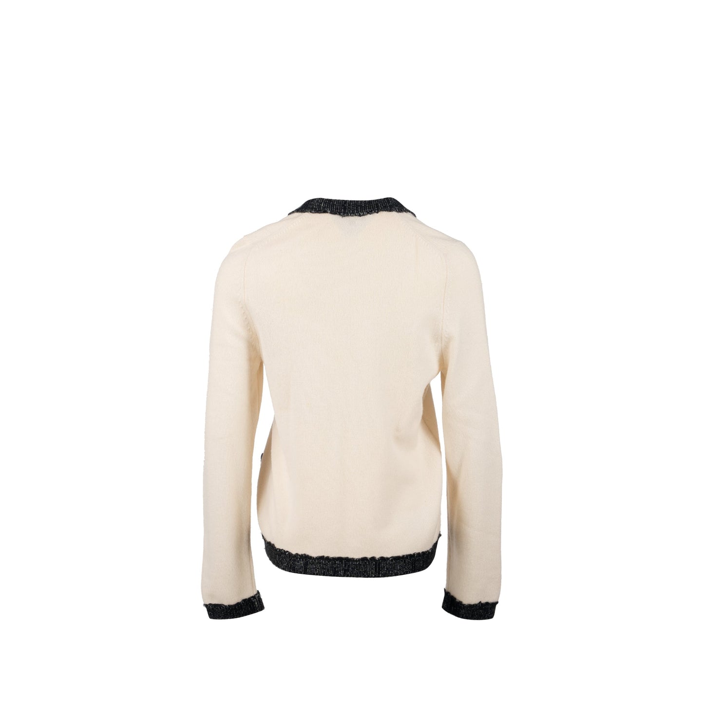 Chanel Size 40 CC Logo Button Cardigan Cashmere White/Black