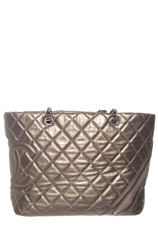 Chanel 2006 Metallic Aged Calfskin Quilted Cotton Club Tote